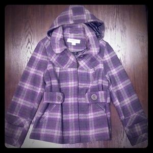 Purple & Grey Coat with Removable Hood